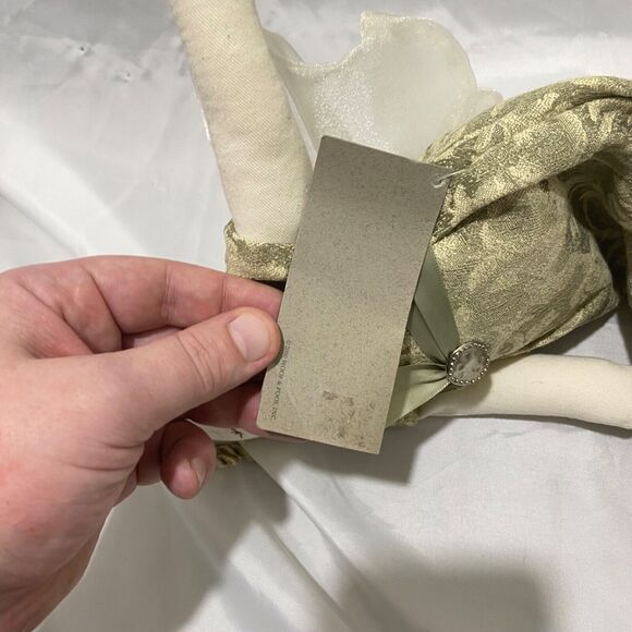 Vintage Woof & Poof 2000 Angel Green Tapestry Brocade Dress 18 In With Paper Tag - Picture 9 of 10